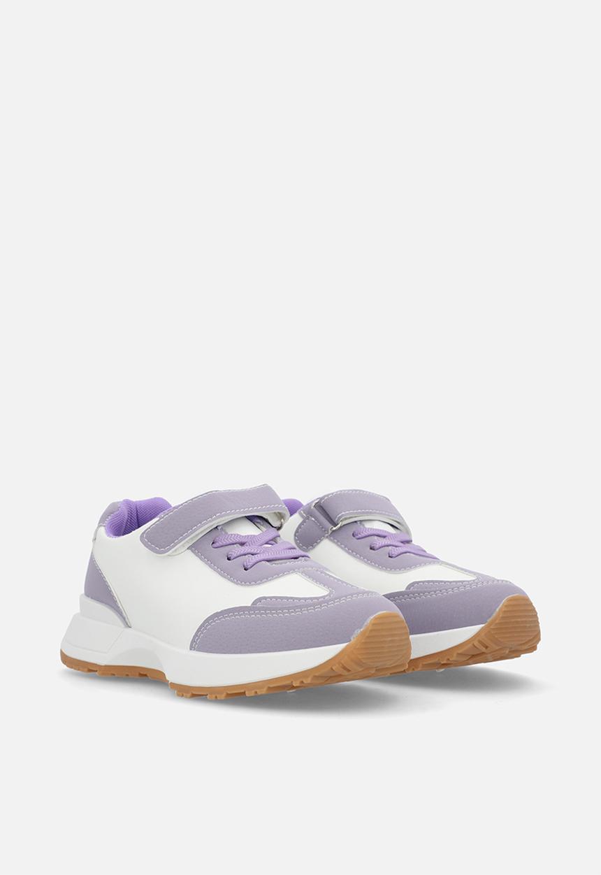 Pop Candy - Adjustable fastening strap sneakers - lilac & white