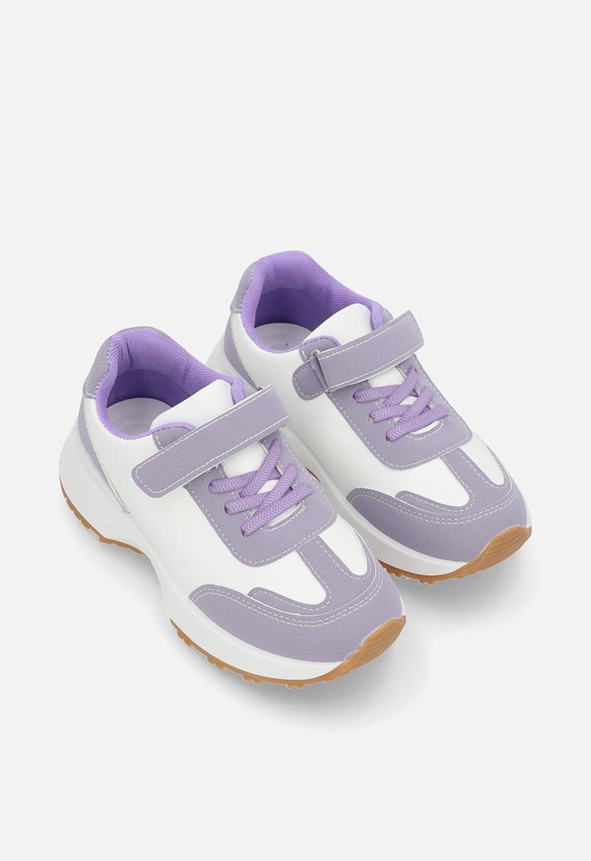Pop Candy - Adjustable fastening strap sneakers - lilac & white