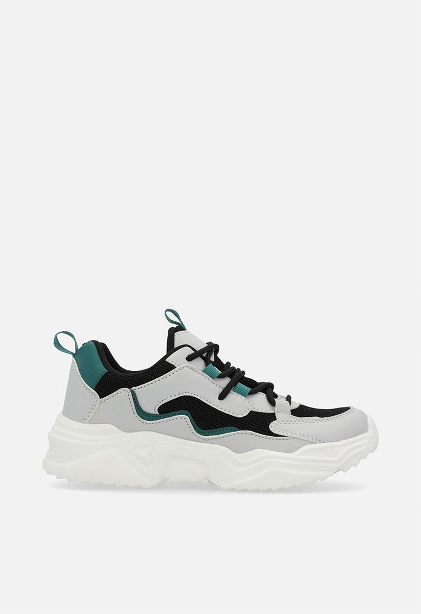 Pop Candy - Lace up sneakers - grey/black/teal