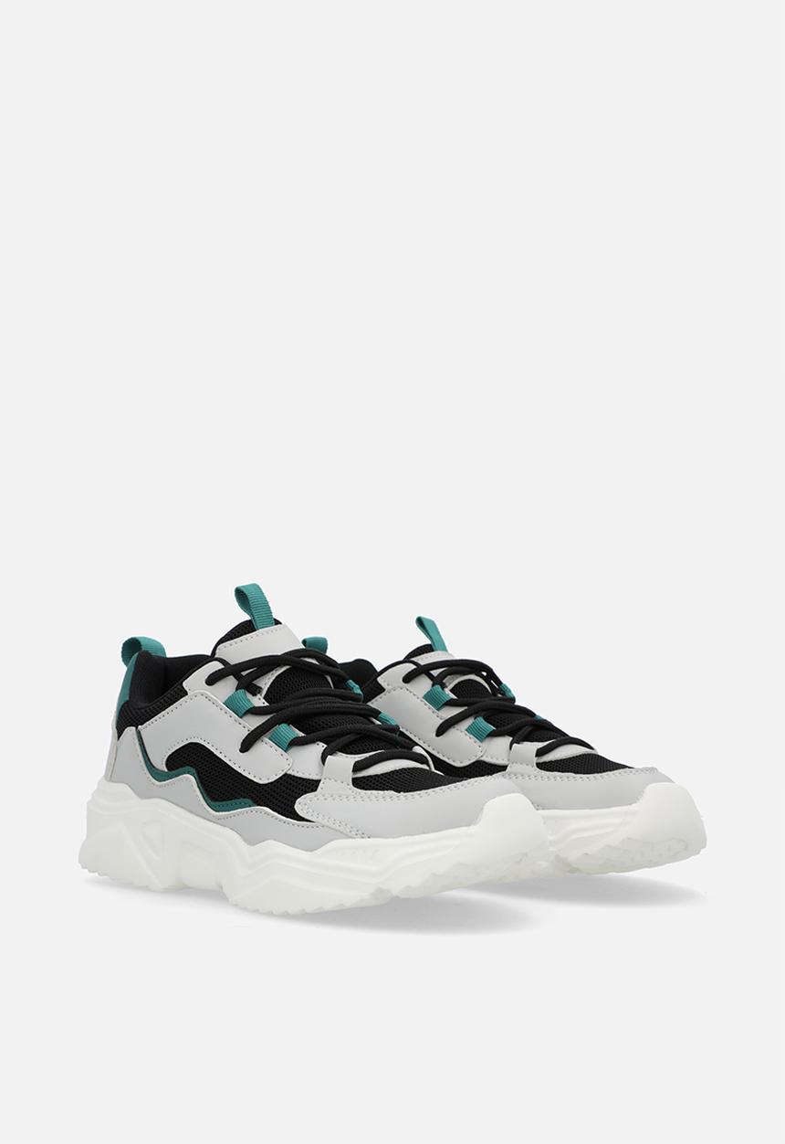 Pop Candy - Lace up sneakers - grey/black/teal