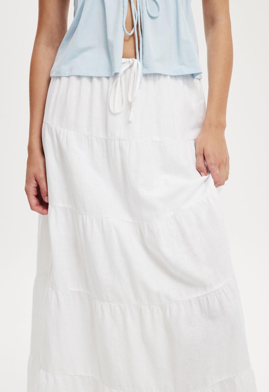 Cotton On - Haven multi tiered maxi skirt - White bright