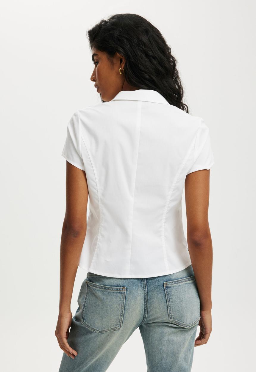 Cotton On - Short sleeve fitted shirt - white