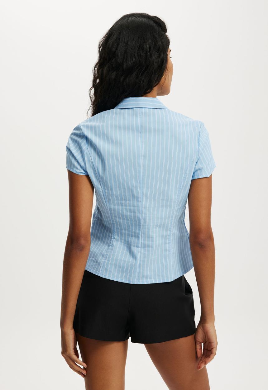 Cotton On - Short sleeve fitted shirt - blue stripe