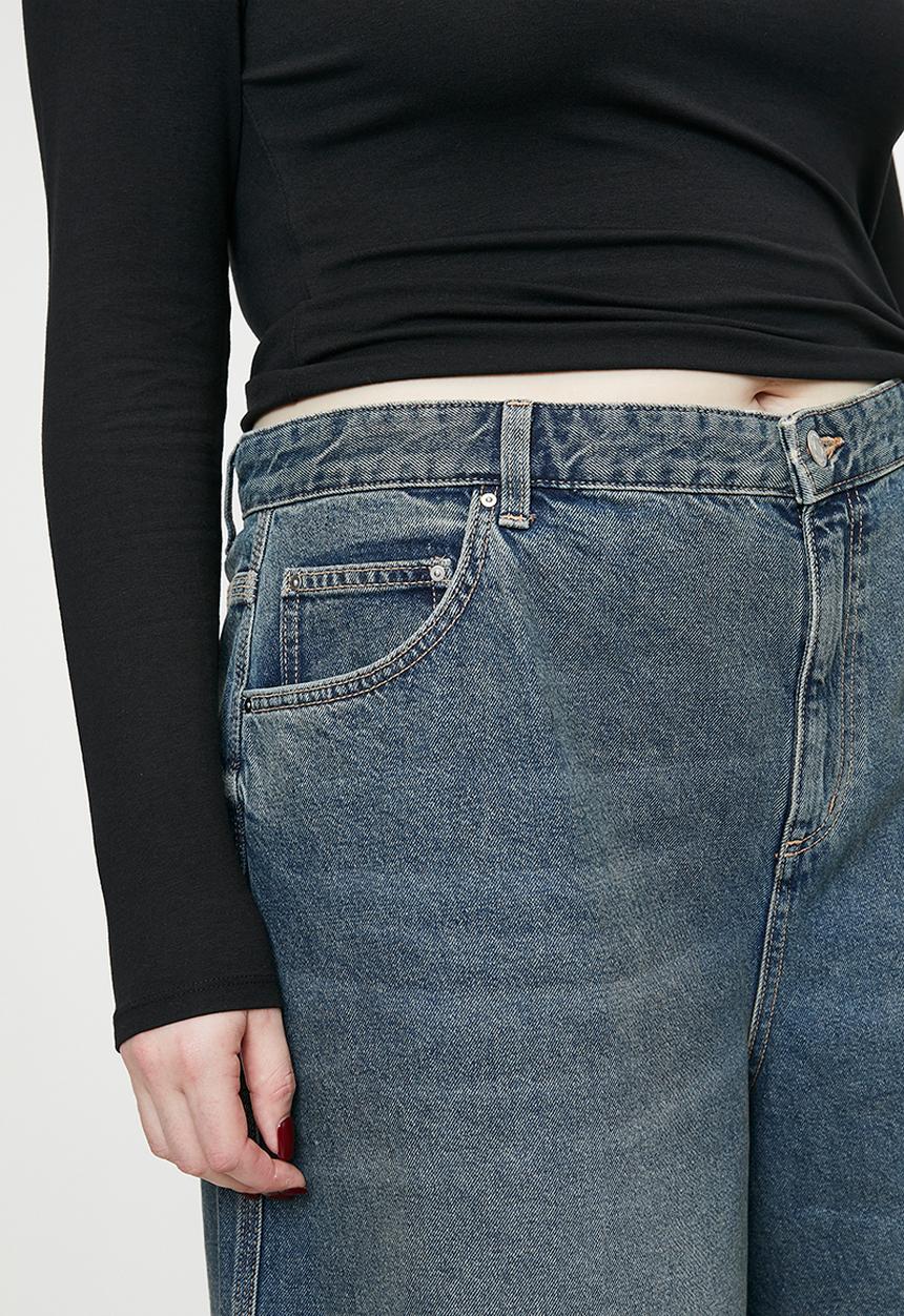 Cotton On - Plus 91 baggy denim jort - logans blue