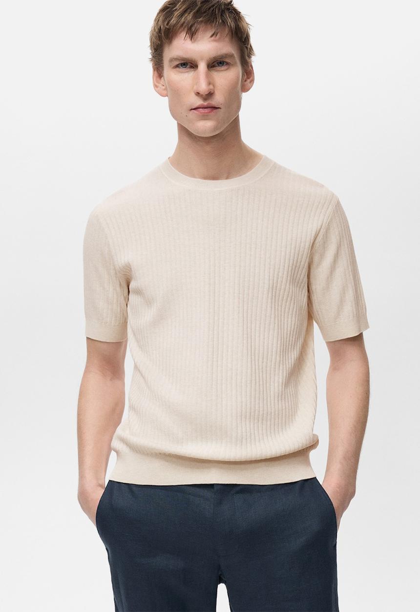 MANGO - T-Shirt PAULE - Light Beige
