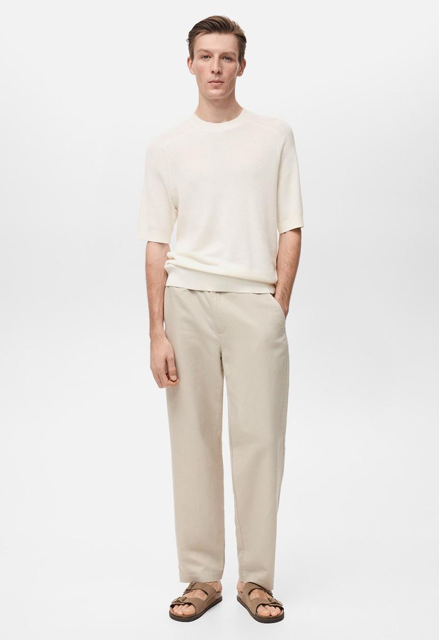 MANGO - T-Shirt LINO - Light Beige