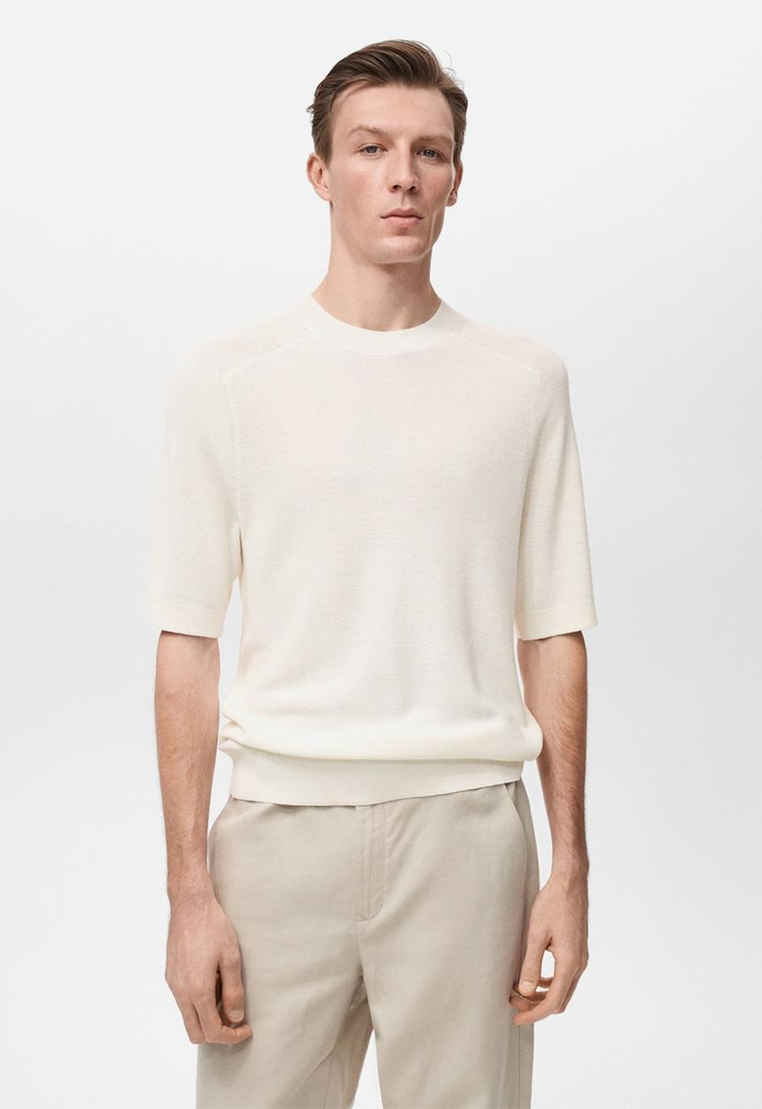 MANGO - T-Shirt LINO - Light Beige