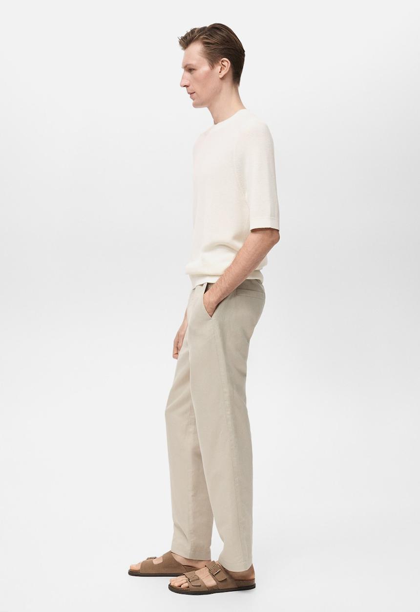 MANGO - T-Shirt LINO - Light Beige