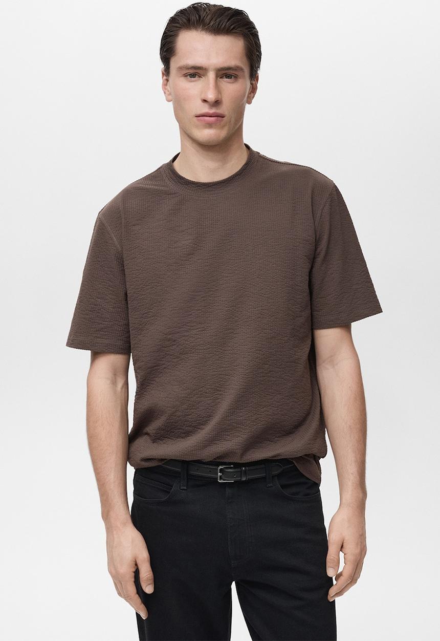MANGO - T-Shirt SEER - Dark Brown