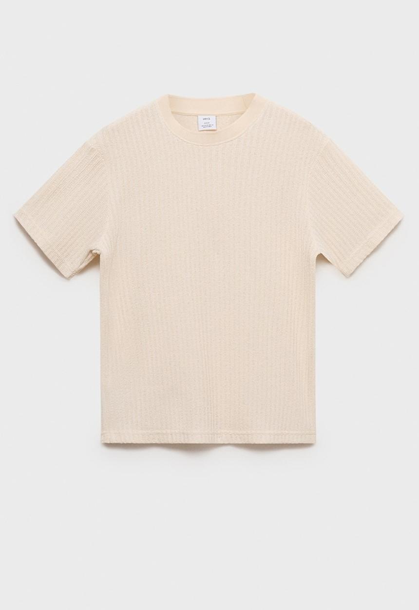 MANGO - T-Shirt OPEN - Light Beige