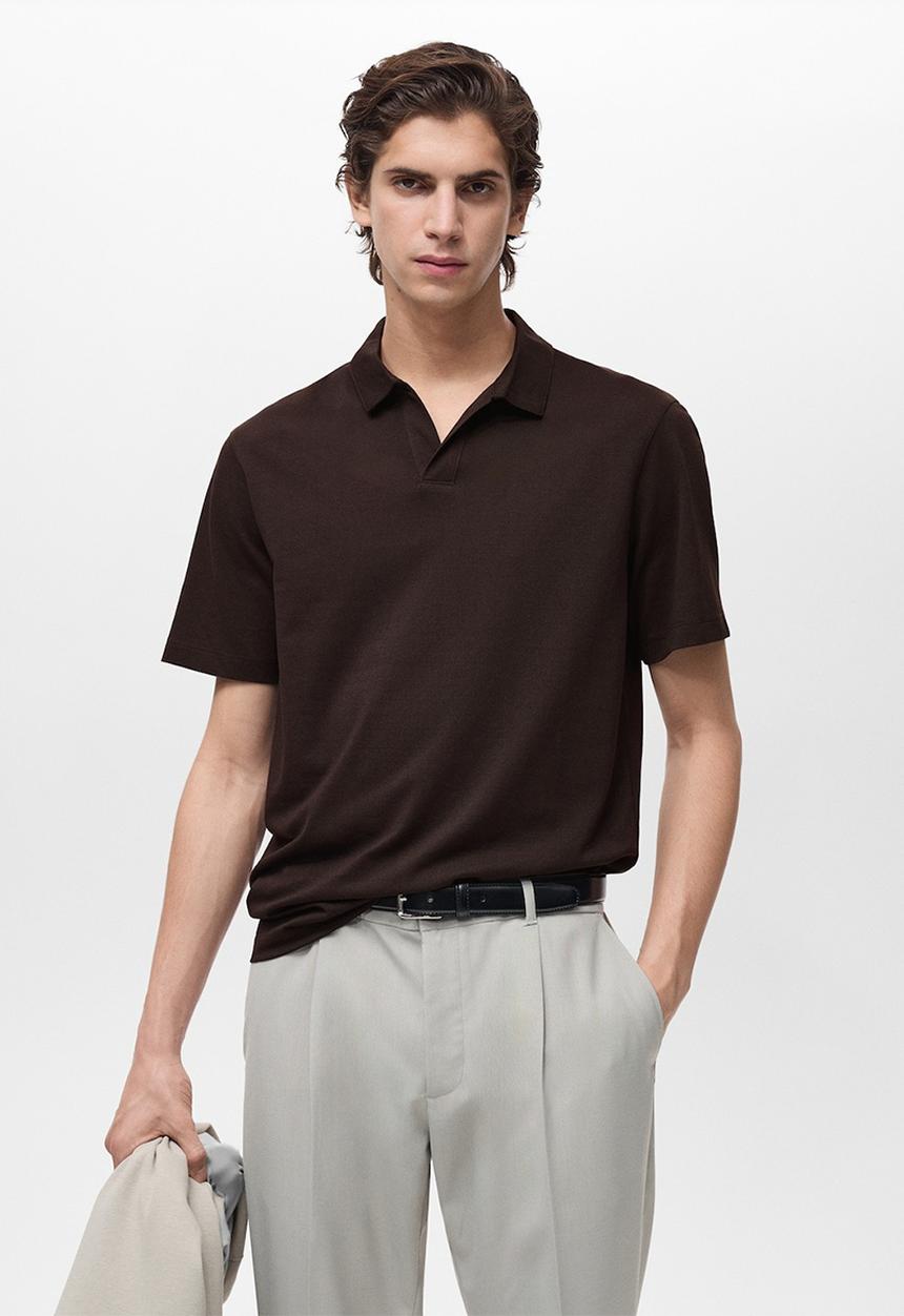 MANGO - Poloshirt TAGA - Dark Brown