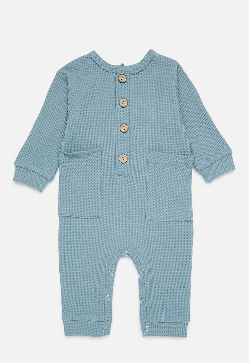 Pop Candy - Half button romper - blue