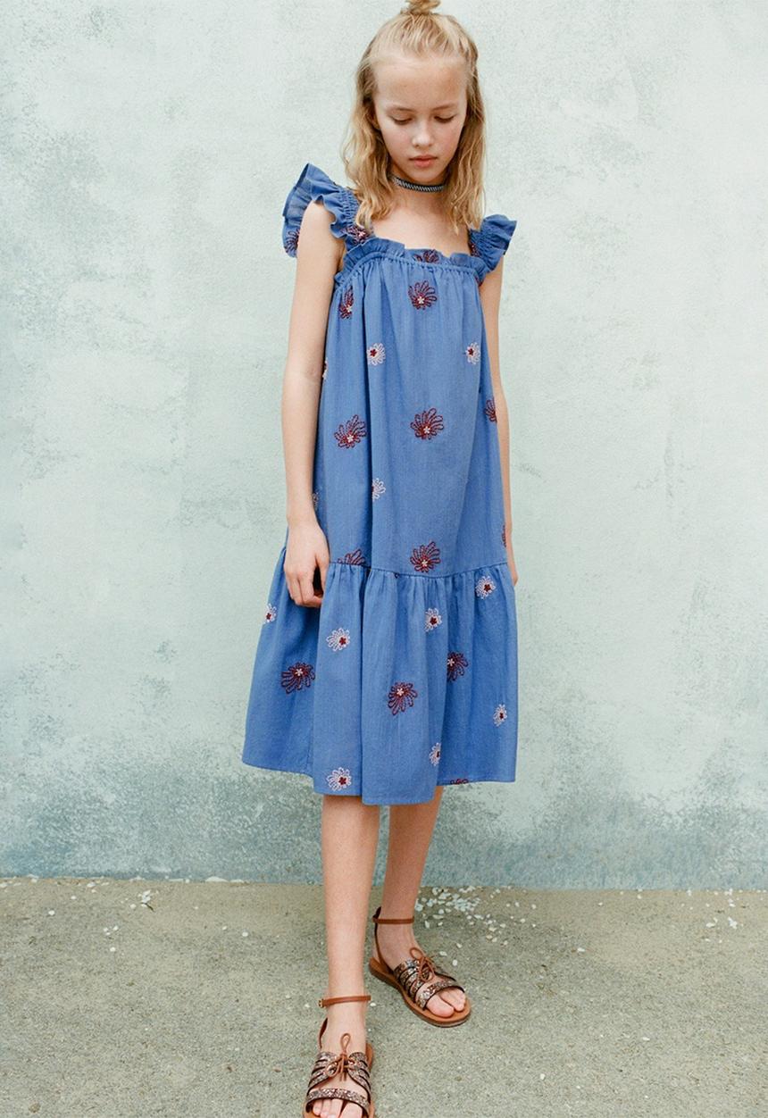 MANGO - Dress Paipai - Medium Blue