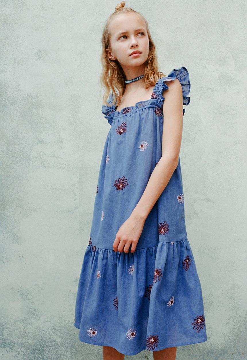 MANGO - Dress Paipai - Medium Blue