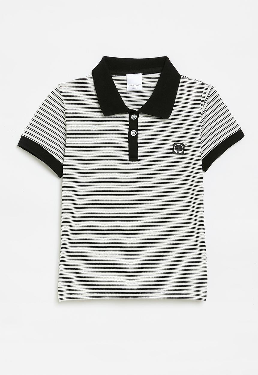 Pop Candy - Striped golfer - white & black