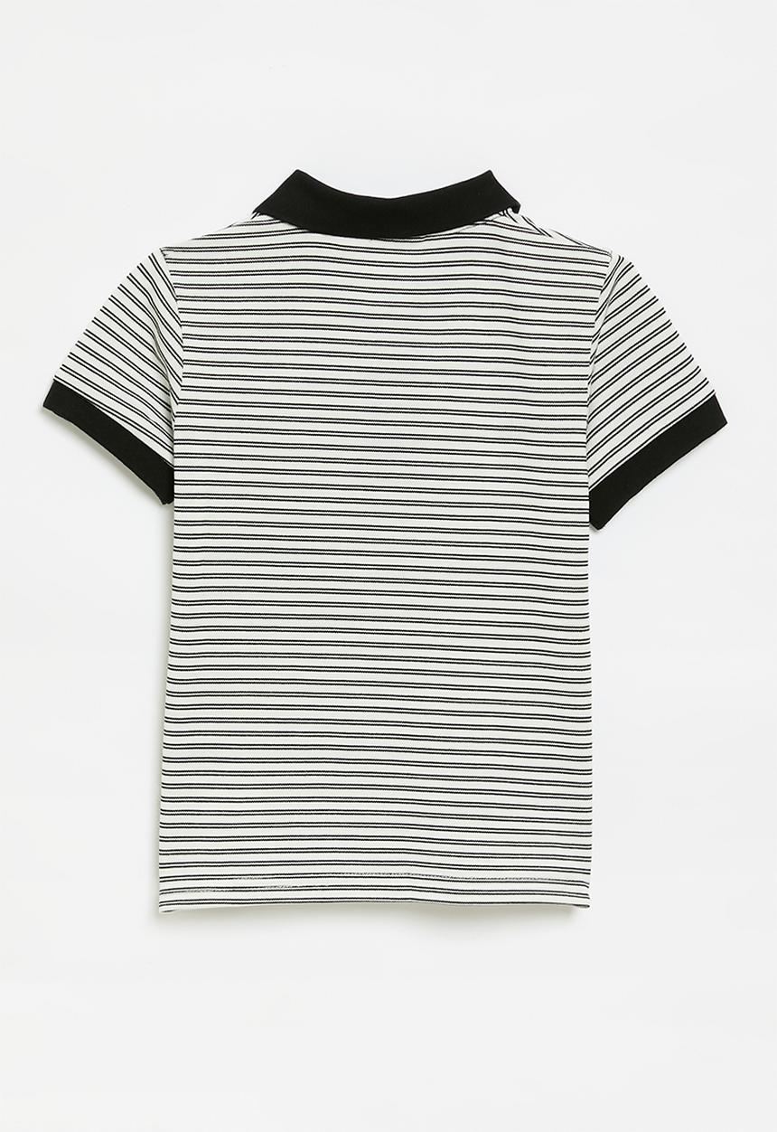 Pop Candy - Striped golfer - white & black