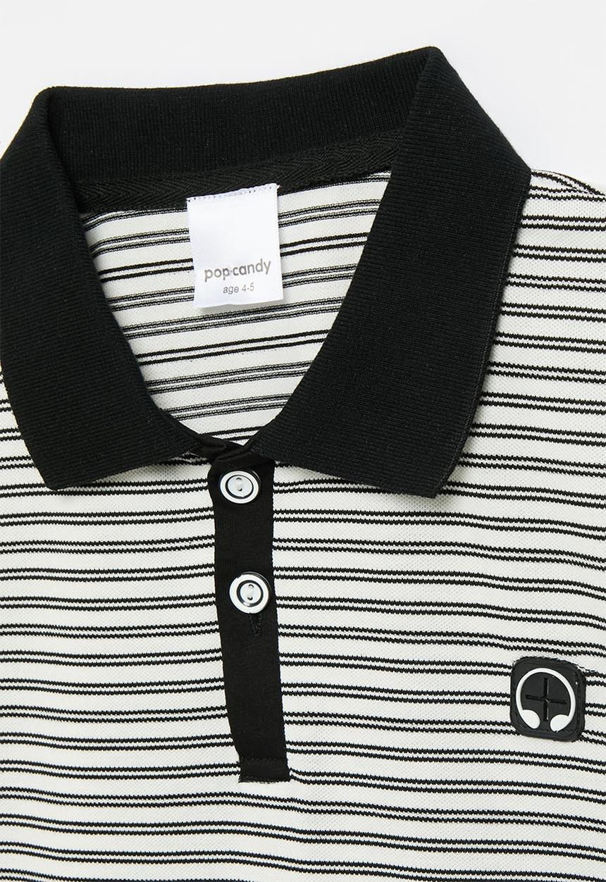 Pop Candy - Striped golfer - white & black