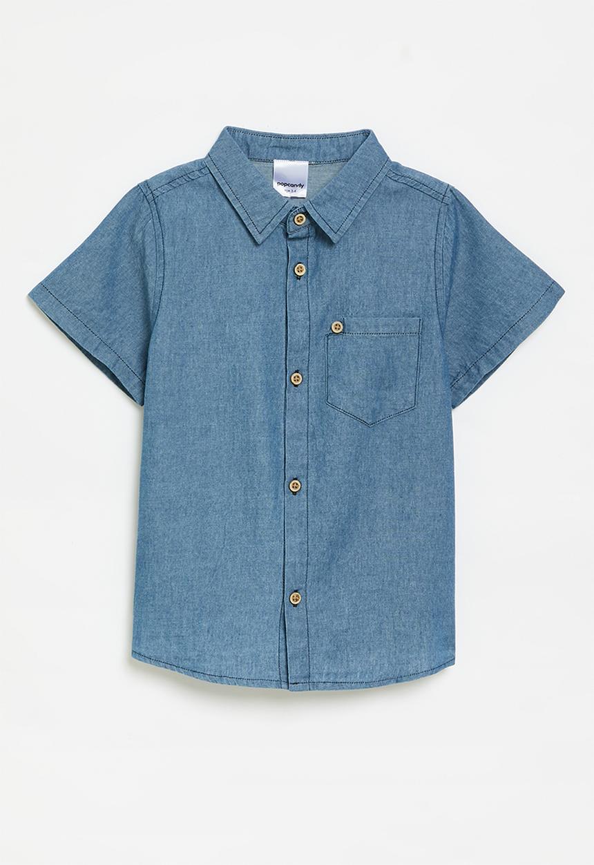 Pop Candy - Short sleeve denim shirt - indigo blue