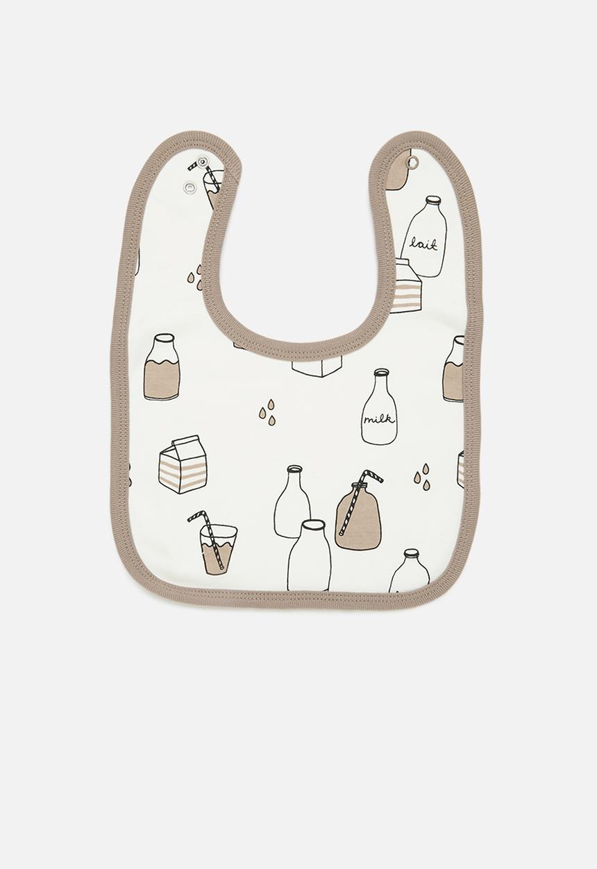 Cotton On - 2 pack the baby bib - chocolate milk & dawn blue/petit croissant