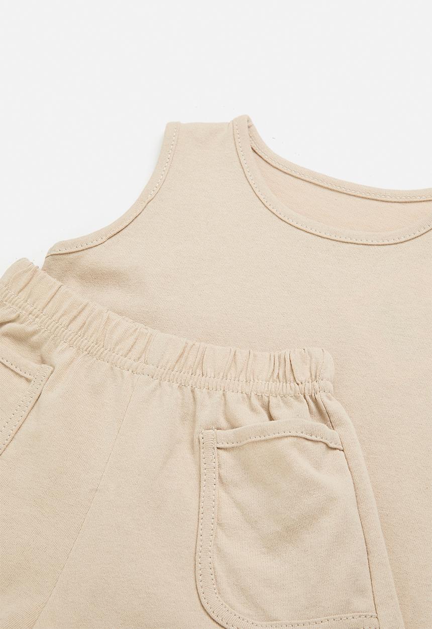Pop Candy - Tee & short set - beige
