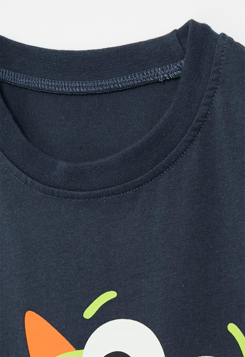 Pop Candy - Dino graphic print tee - dark navy/smile