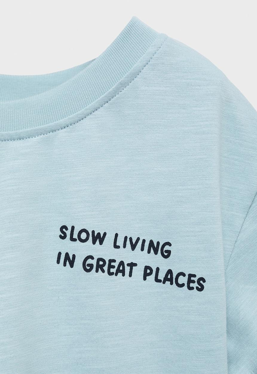 MANGO - T-shirt sunrise - light pastel blue