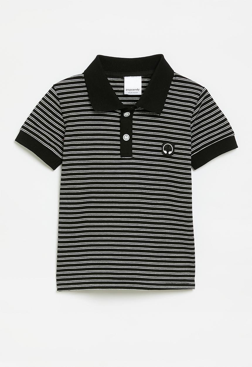 Pop Candy - Striped golfer - black & white