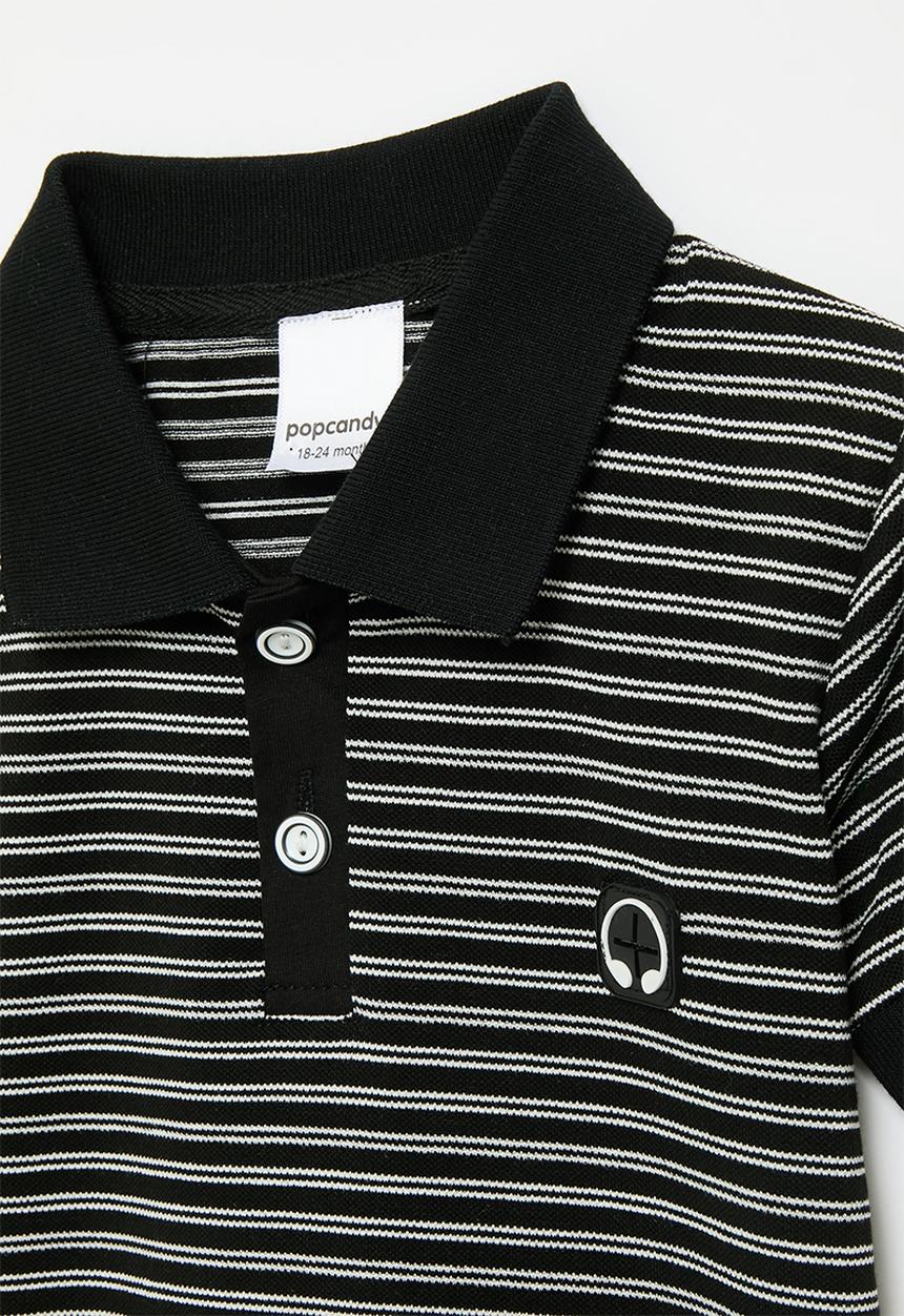 Pop Candy - Striped golfer - black & white