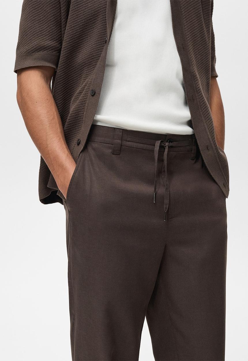 MANGO - Trousers LAVE - Dark Brown