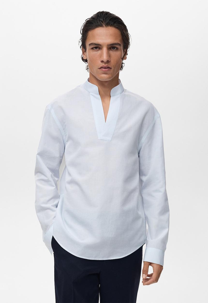 MANGO - Shirt NANTES - Light/Pastel Blue