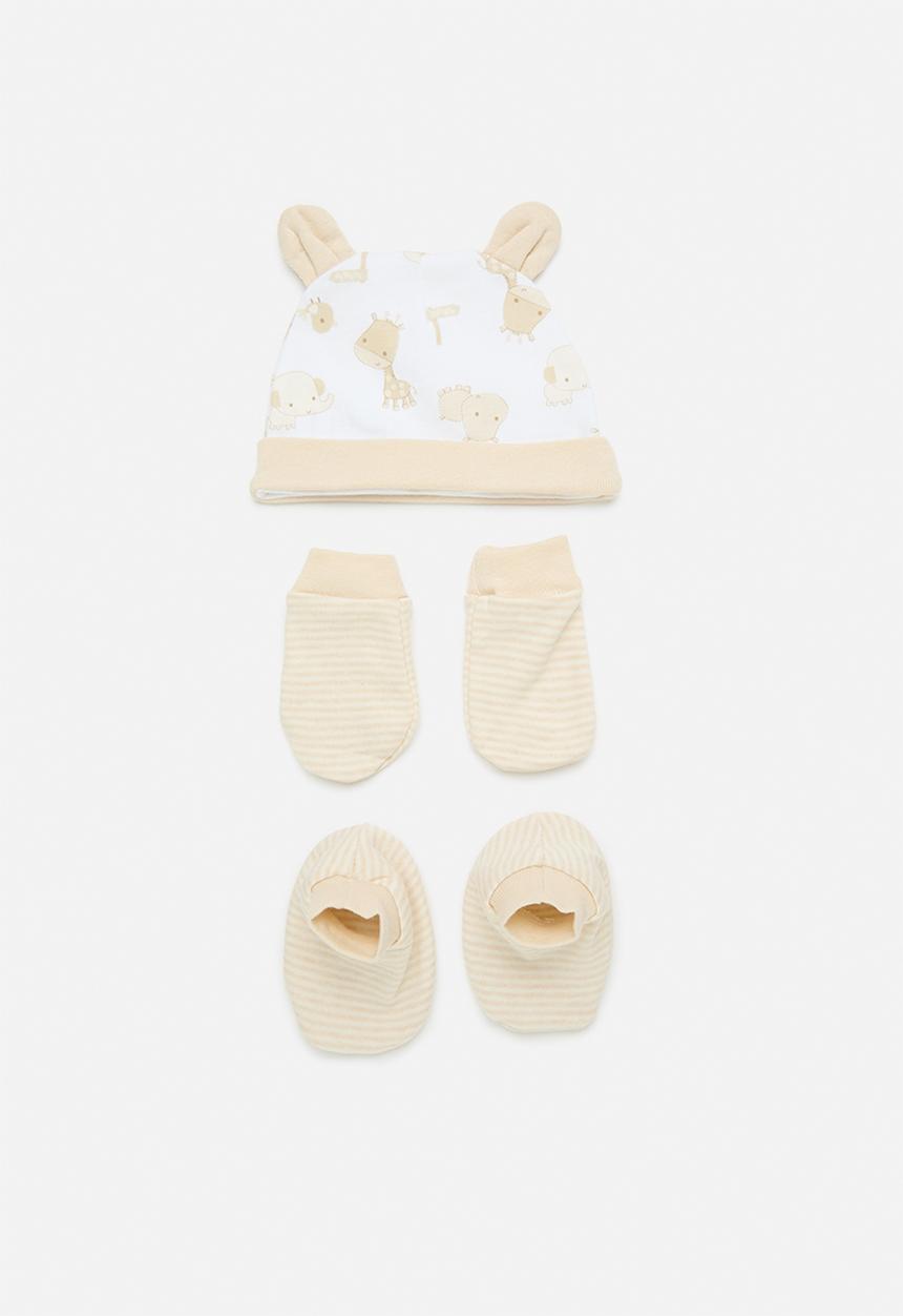 Pop Candy - Beanie,mitten & sock set-beige