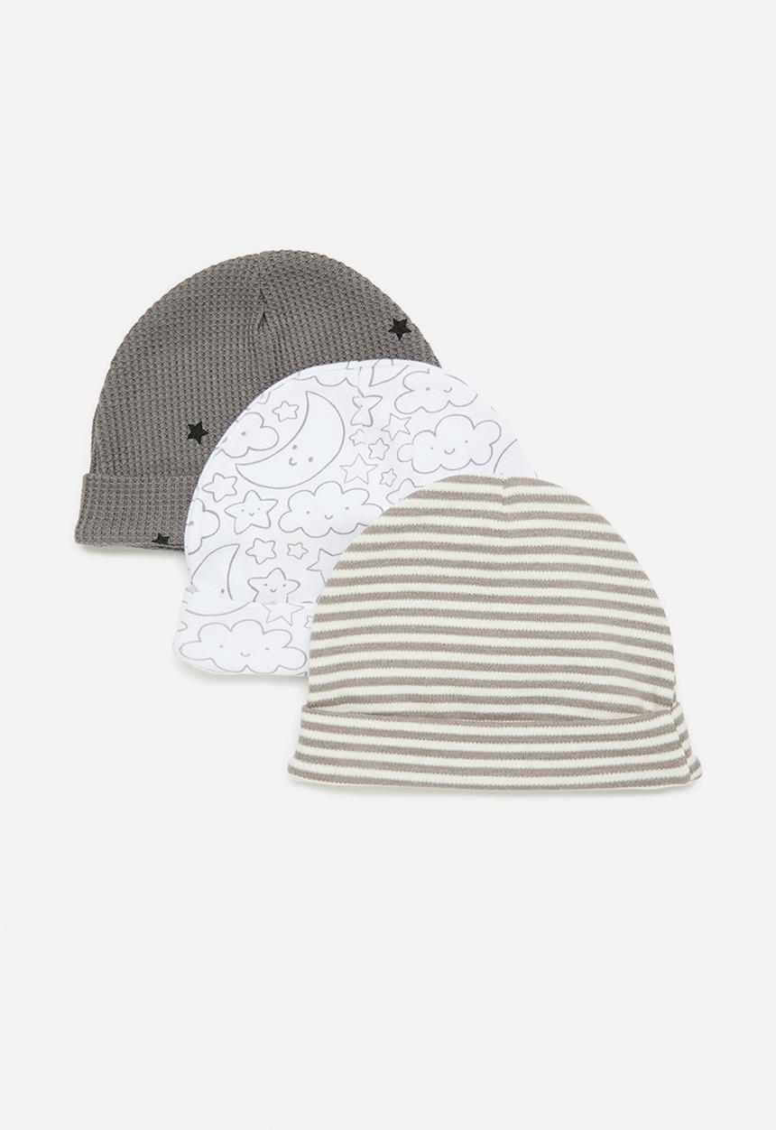 Pop Candy - 3 Pack beanie set-beige & grey