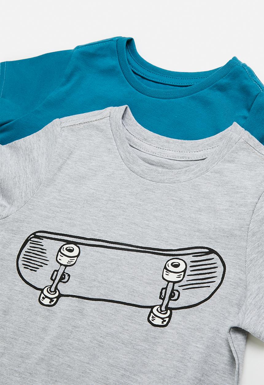 Pop Candy - 2 Pack graphic tee - cobalt/grey