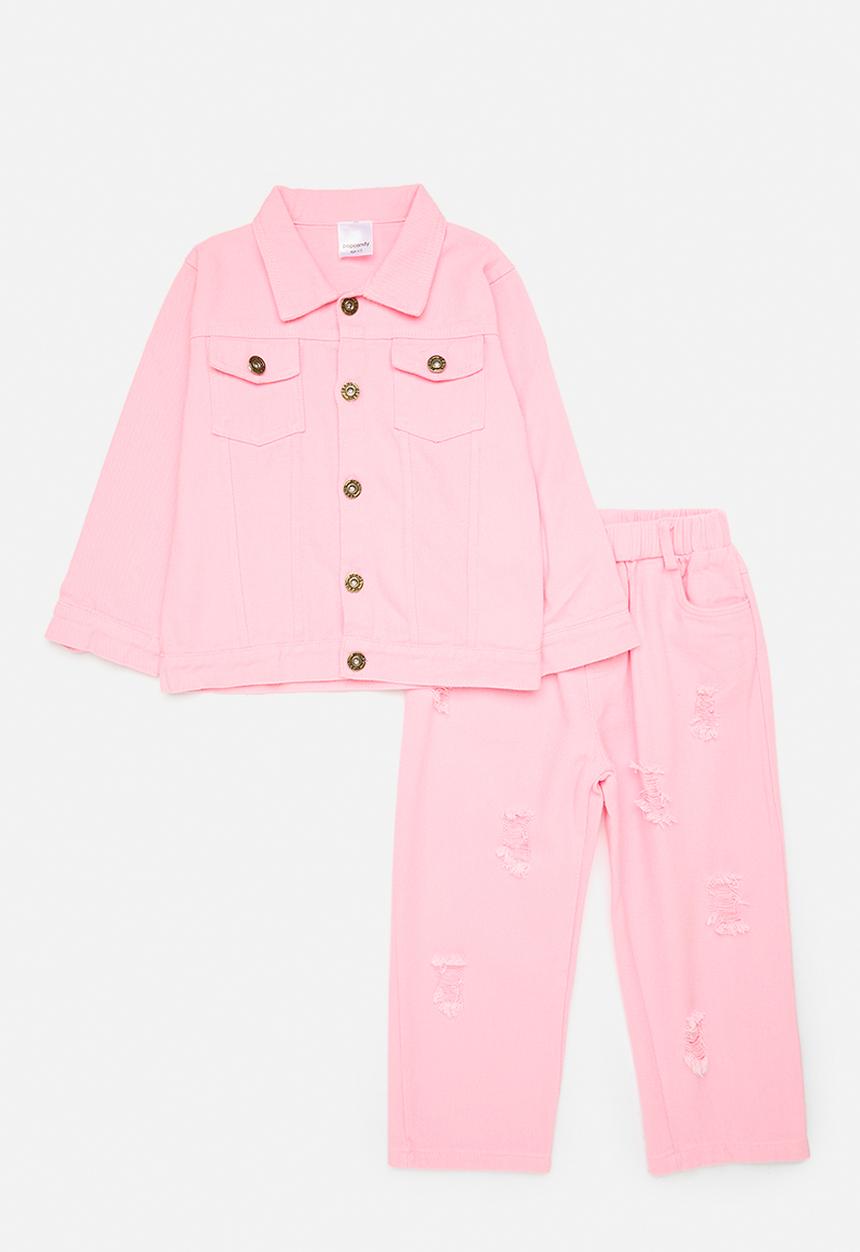 Pop Candy - Trucker jacket and pants set - pink