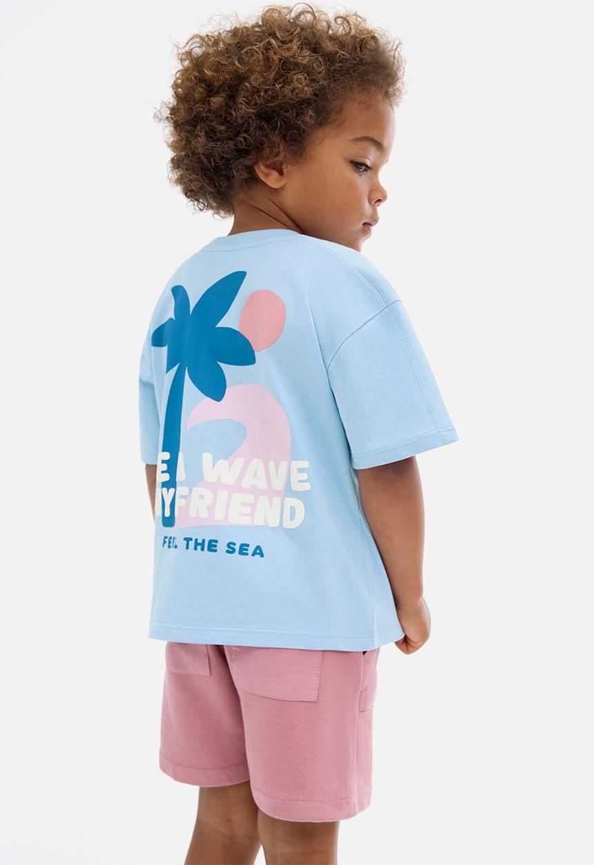 MANGO - T-Shirt Myfriend - Light Pastel Blue
