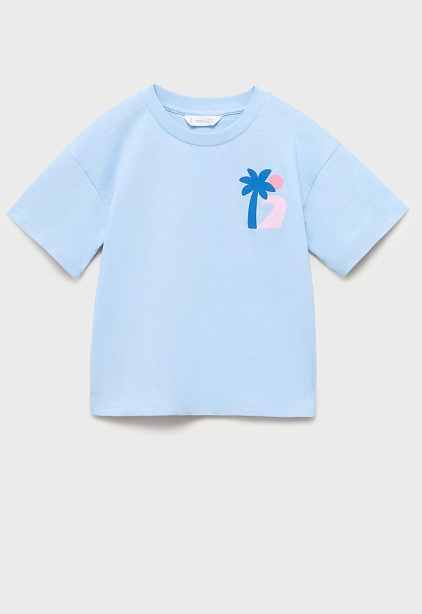 MANGO - T-Shirt Myfriend - Light Pastel Blue