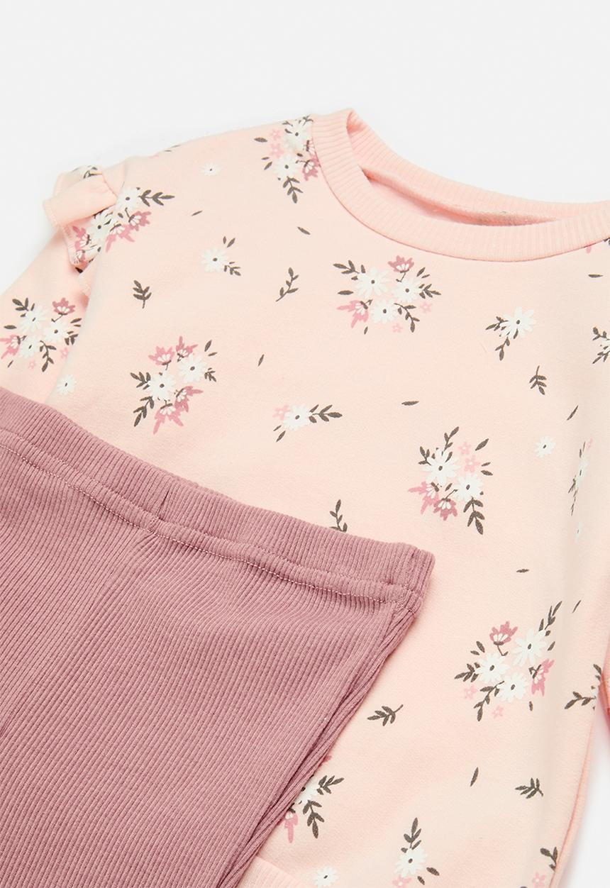 Pop Candy - Frilled sweat top & legging set - pink & mauve