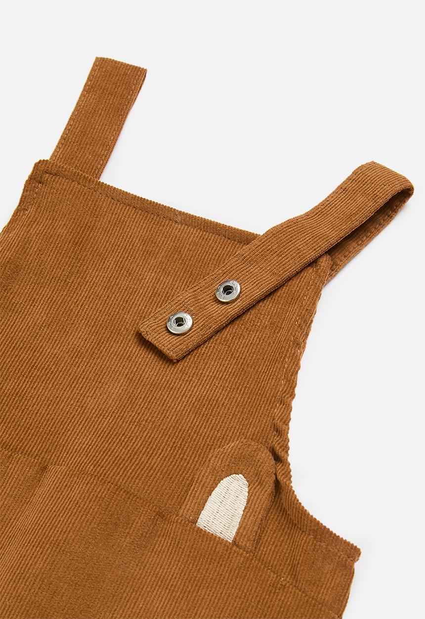 Pop Candy - Bear applique pinafore - brown