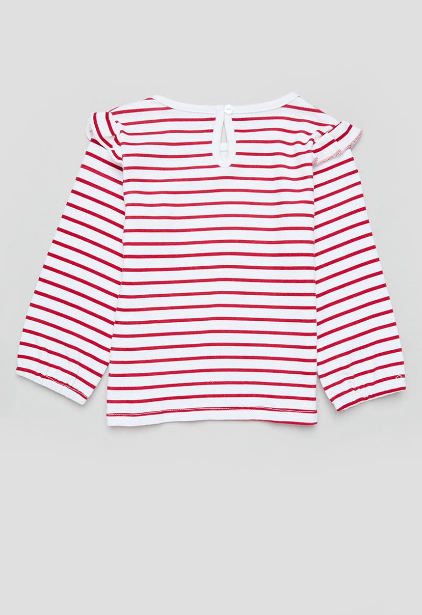 Pop Candy - Striped frilled tee - red & white