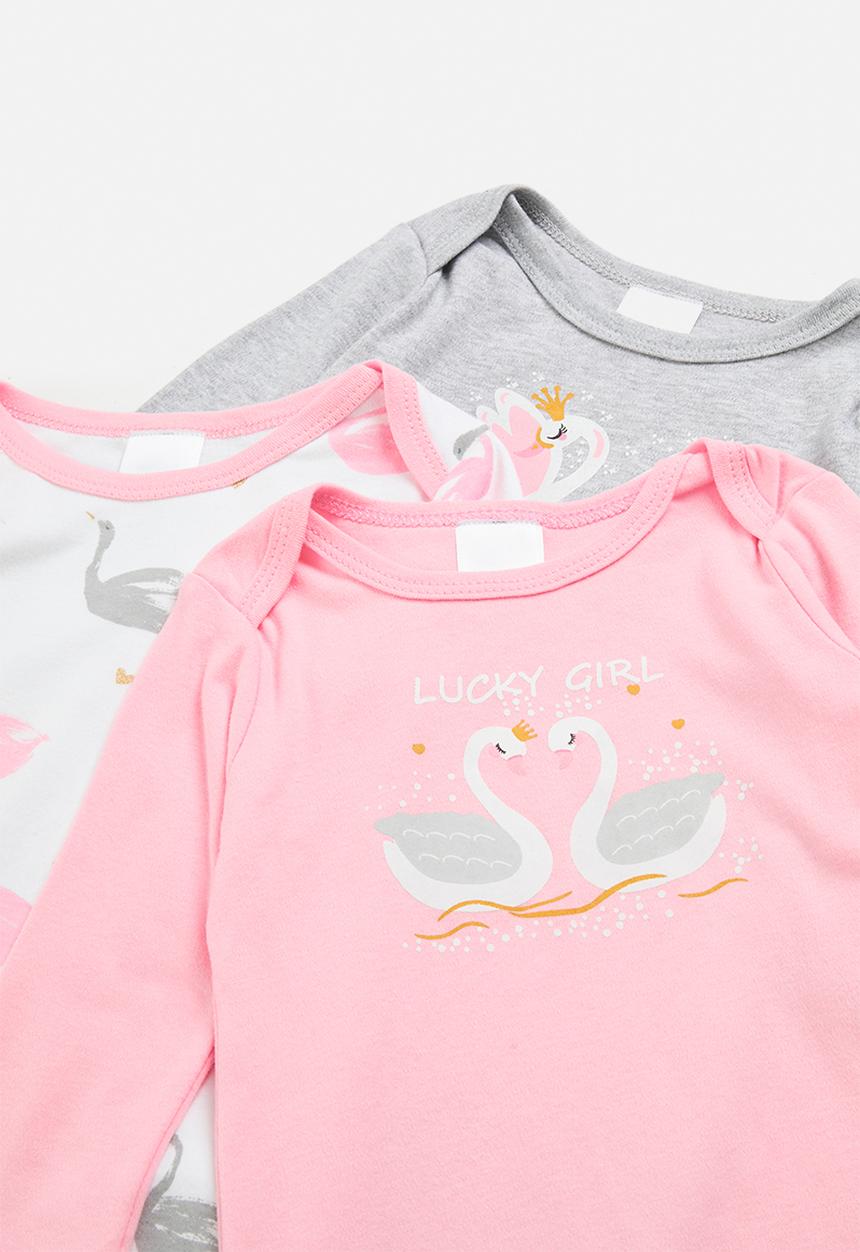Pop Candy - 3 pc romper set - pink/multi/grey