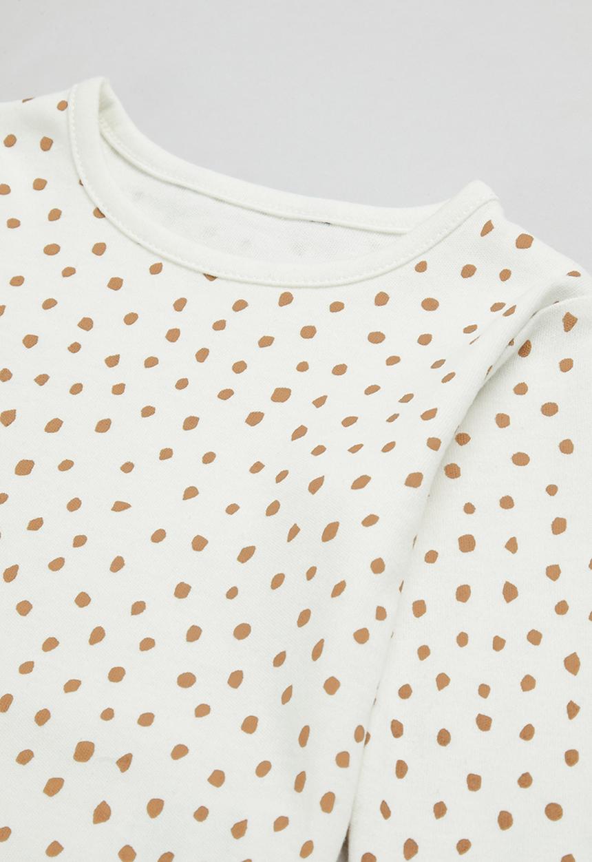 Pop Candy - Polka dot tee - ecru & brown