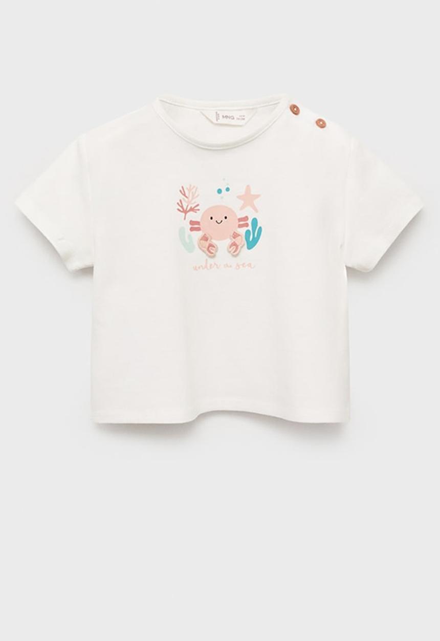 MANGO - T-shirt crab - natural