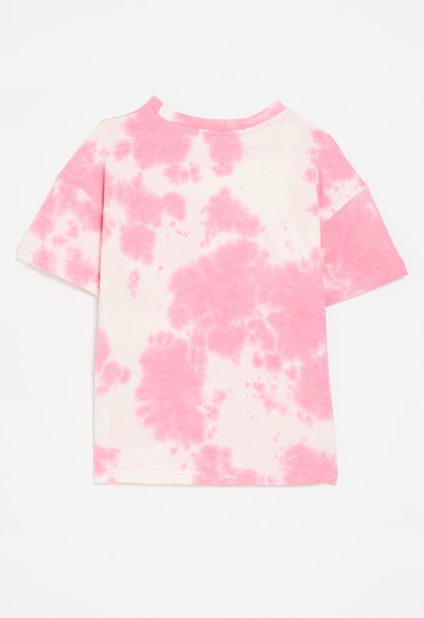Pop Candy - Tie dye crew neck tee - pink & white