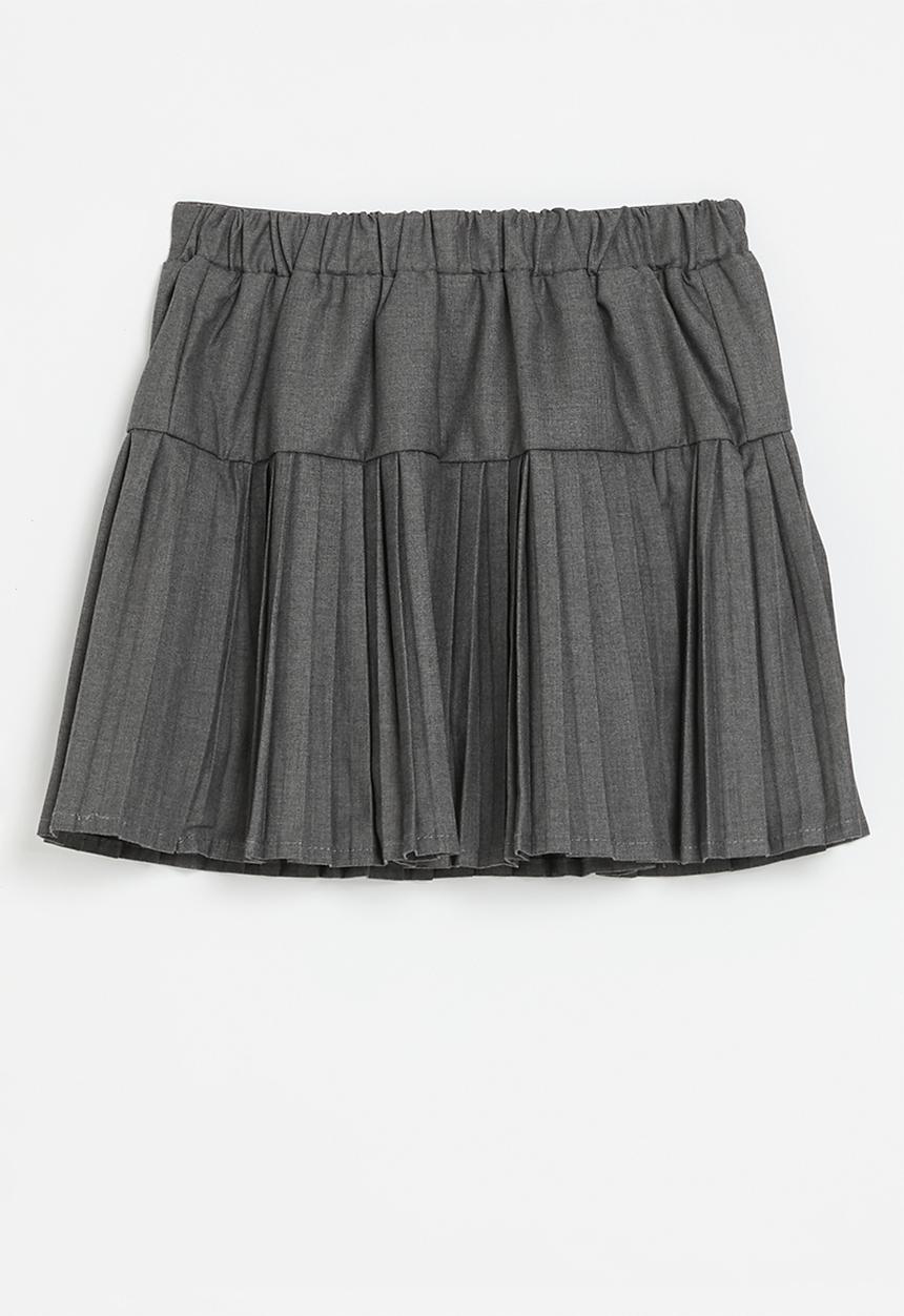 Pleated mini skirt-grey