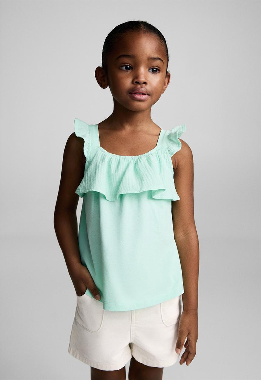 MANGO - T-shirt moni - light pastel green
