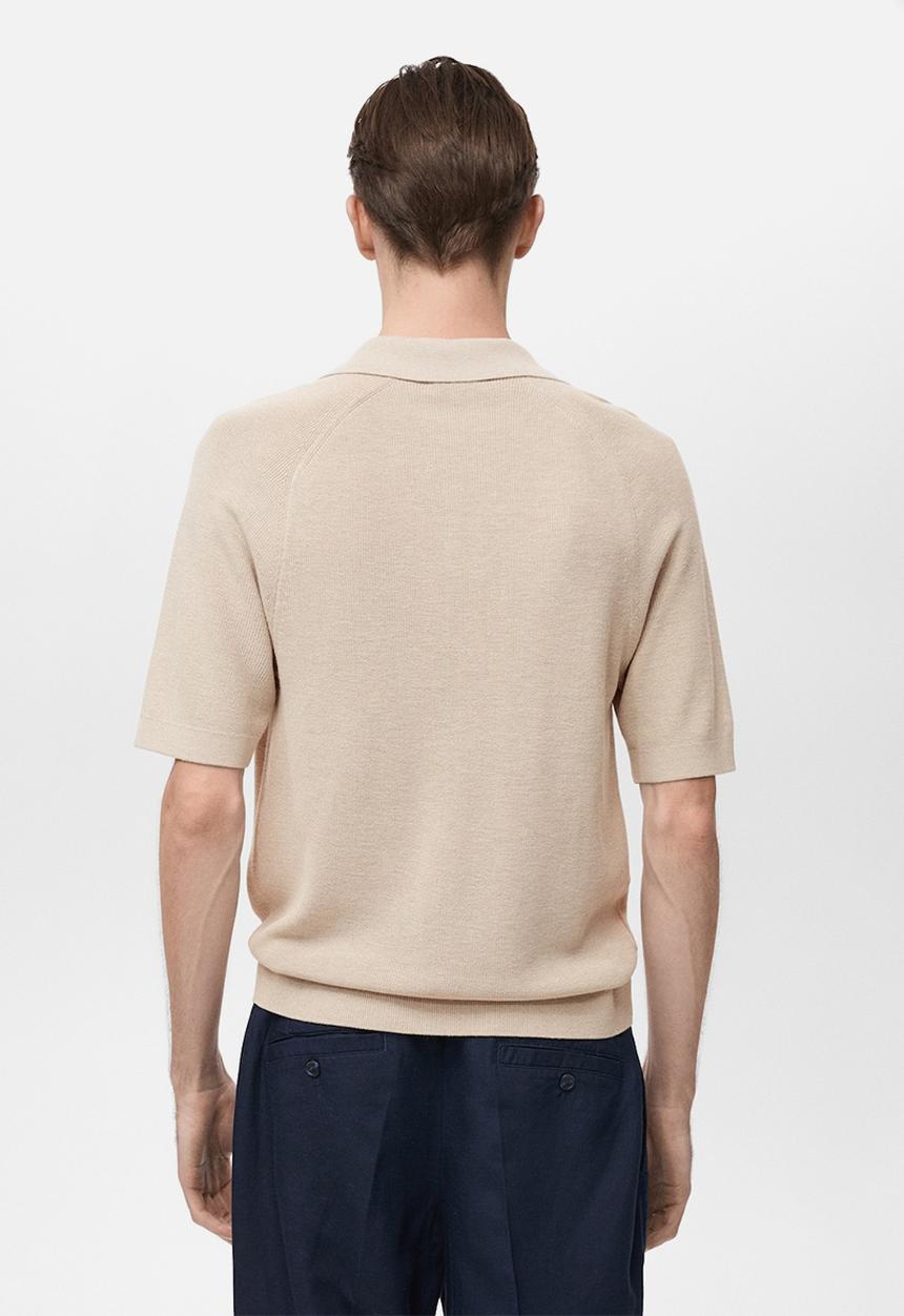 MANGO - Poloshirt LINO - Light Pastel Brown