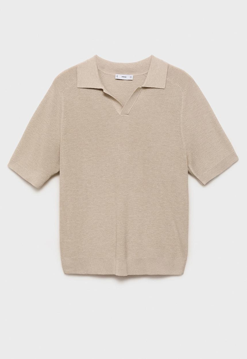 MANGO - Poloshirt LINO - Light Pastel Brown