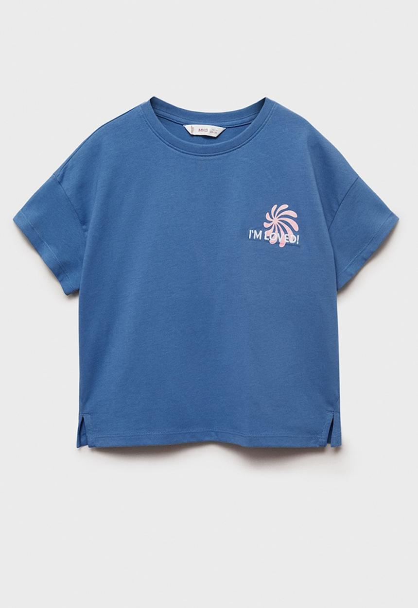 MANGO - T-Shirt Loved - Medium Blue