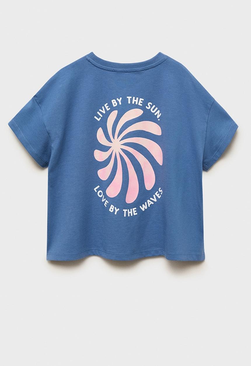 MANGO - T-Shirt Loved - Medium Blue