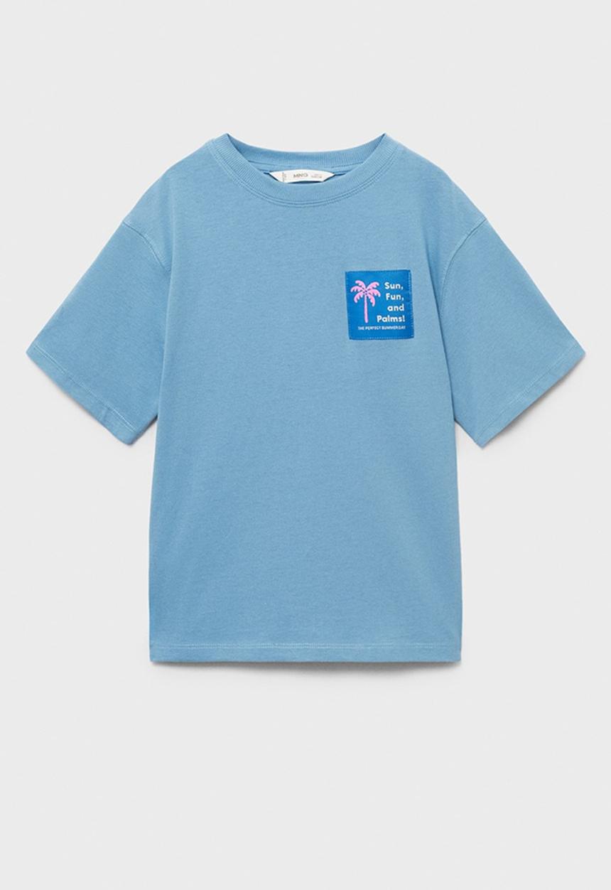 MANGO - T-Shirt Funpalm - Medium Blue